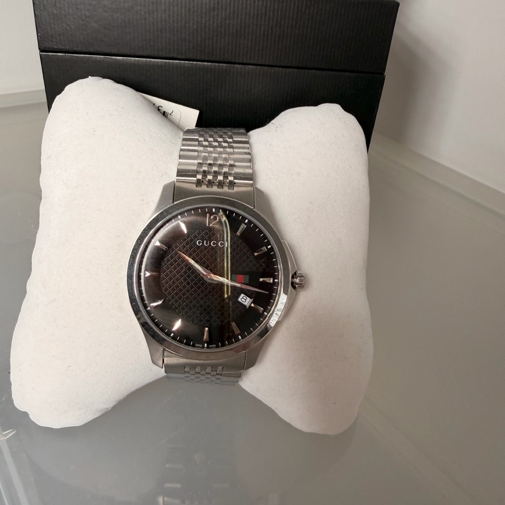 Gucci G-Timeless Slim Steel Bracelet Black Mens Watch YA126309 - Picture 7 of 7